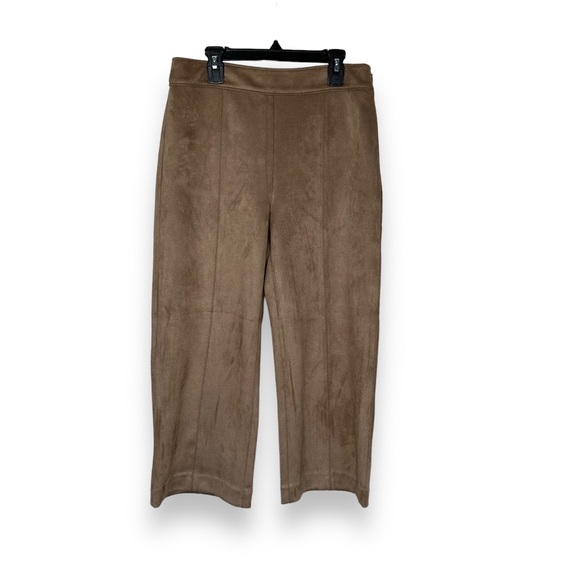 NWT Ann Taylor wide leg crop faux suede tan pants petite size 4 4P NEW - Picture 5 of 11
